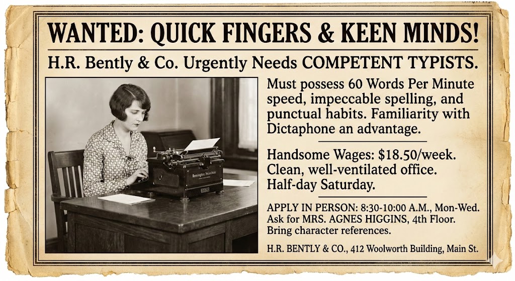 1950s typist job advertisement